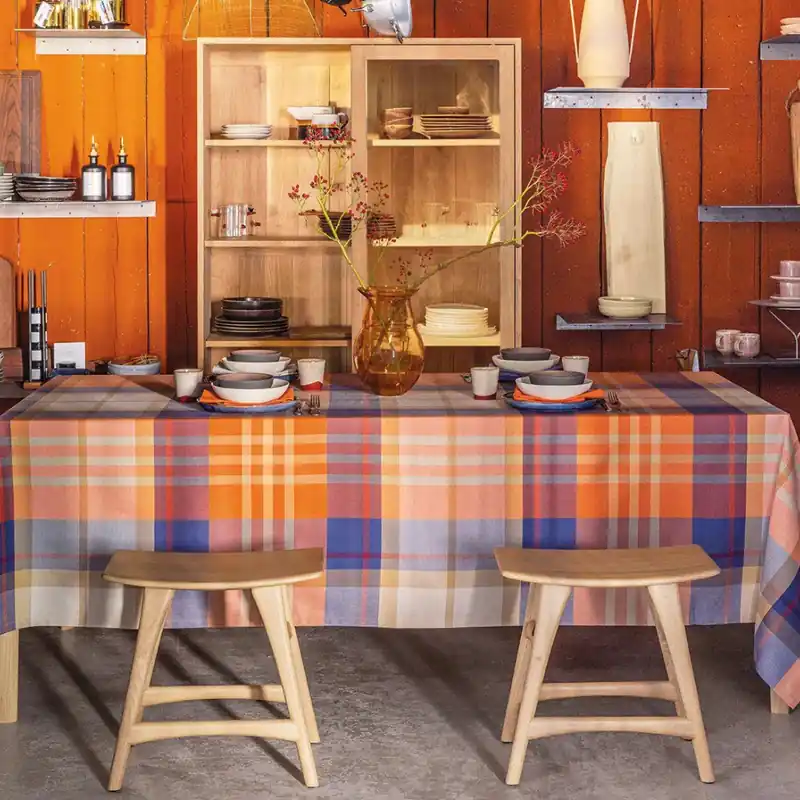 BOSSI CASA Tovaglia Cotone Tinto Filo scozzese 1411 arancione