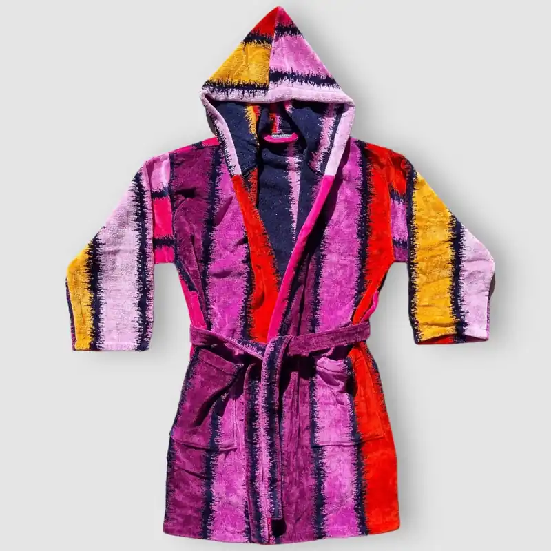 Accappatoio Carrara in spugna con cappuccio RODI fuxia