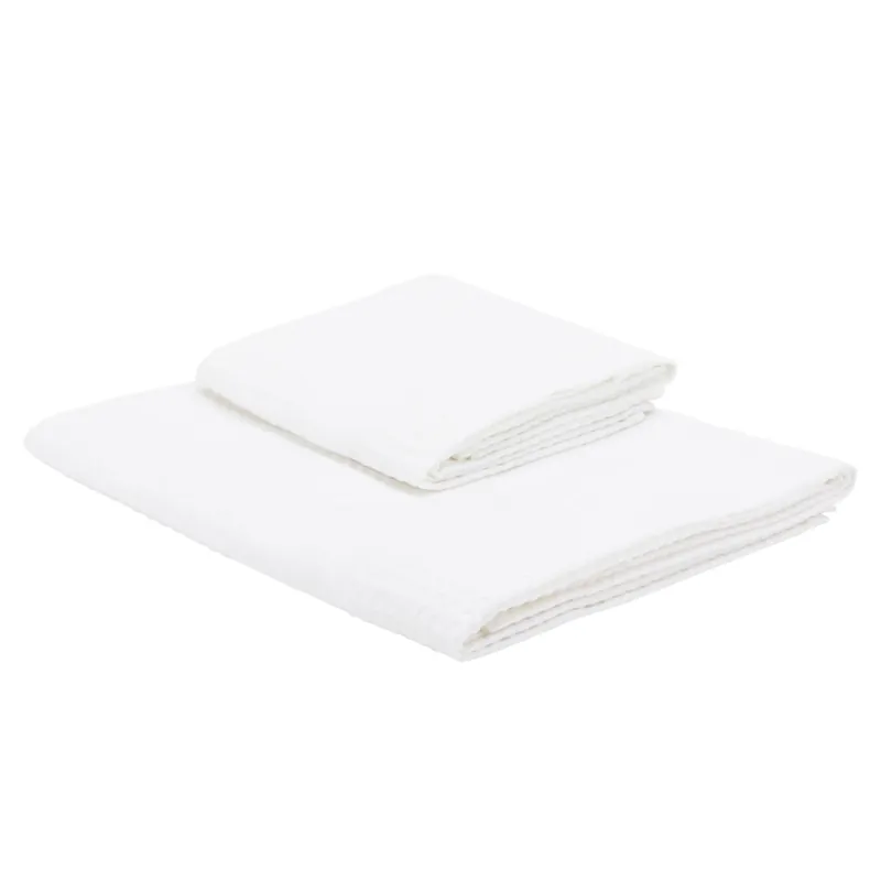 Set asciugamano+ospite in nido d'ape BELLORA Bianco Classico