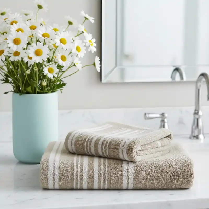 Trussardi Set 1+1 asciugamano e ospite Sponge Stripes sabbia