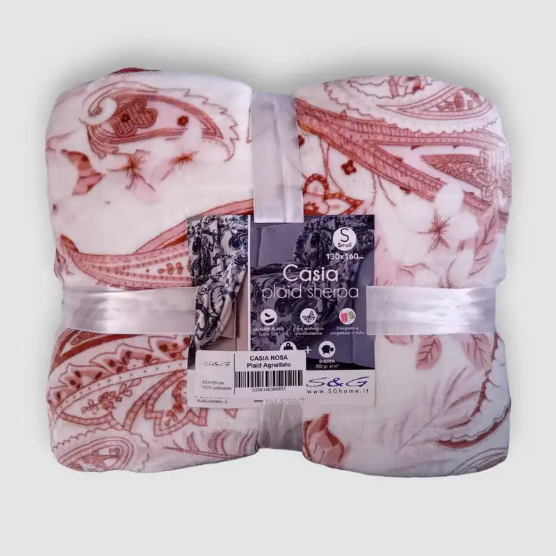 Plaid Sherpa coperta effetto-agnellato CASIA rosa 130x160