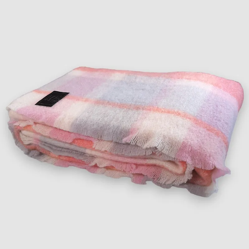 Plaid singolo coperta invernale Lana Vergine Mohair rosa