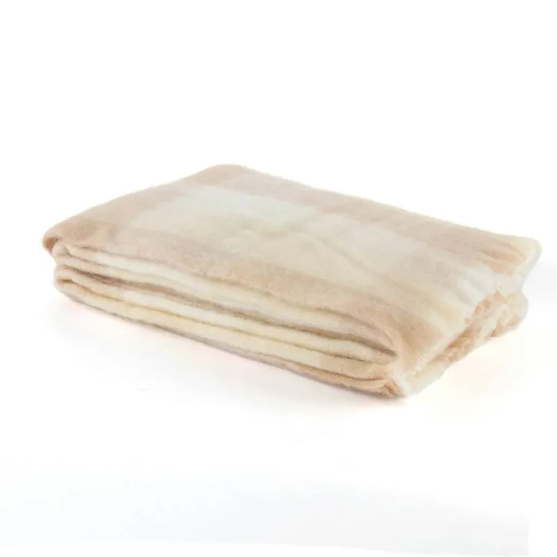 Plaid singolo coperta invernale Lana Vergine Mohair sabbia