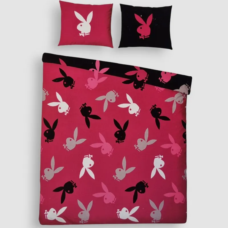 Lenzuola matrimoniali con federe PLAYBOY Funny Bunny fuxia