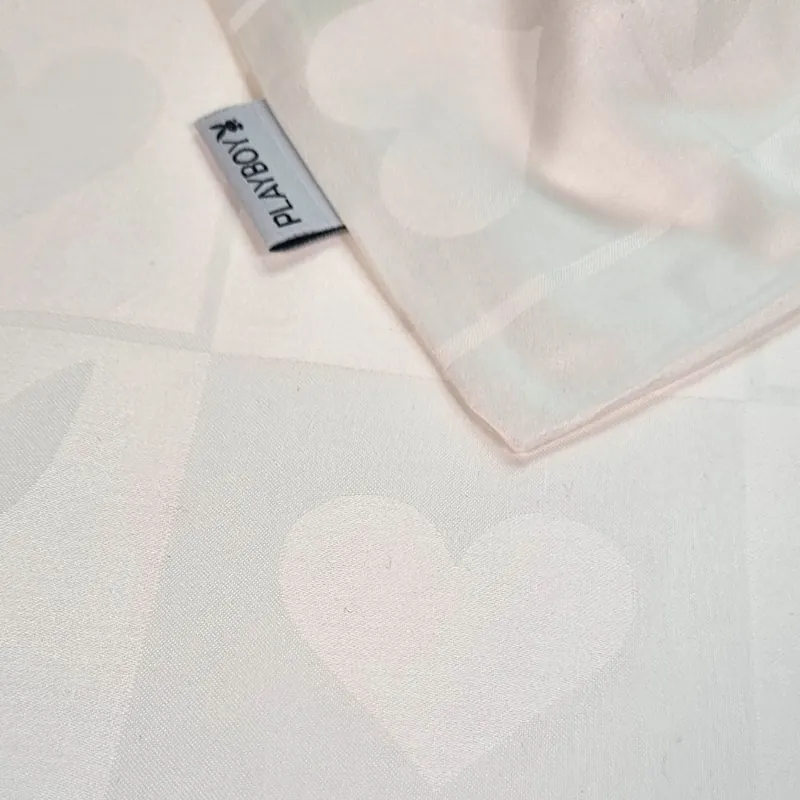 Completo copripiumino matrimoniale in raso PLAYBOY Jacquard bianco