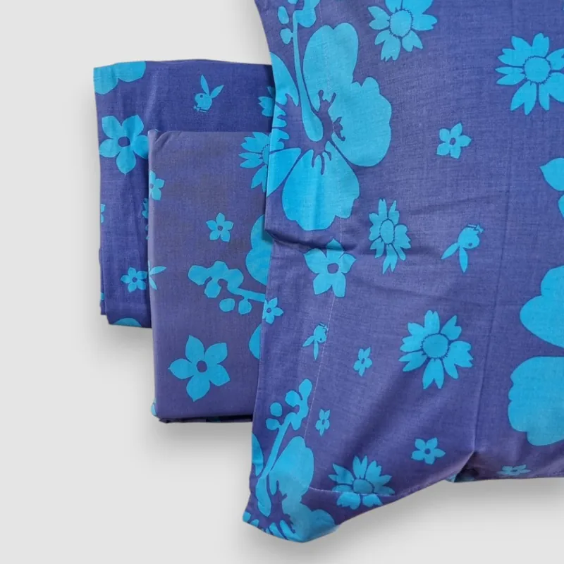 Lenzuola singole in cotone PLAYBOY Hawaii Flowers turchese