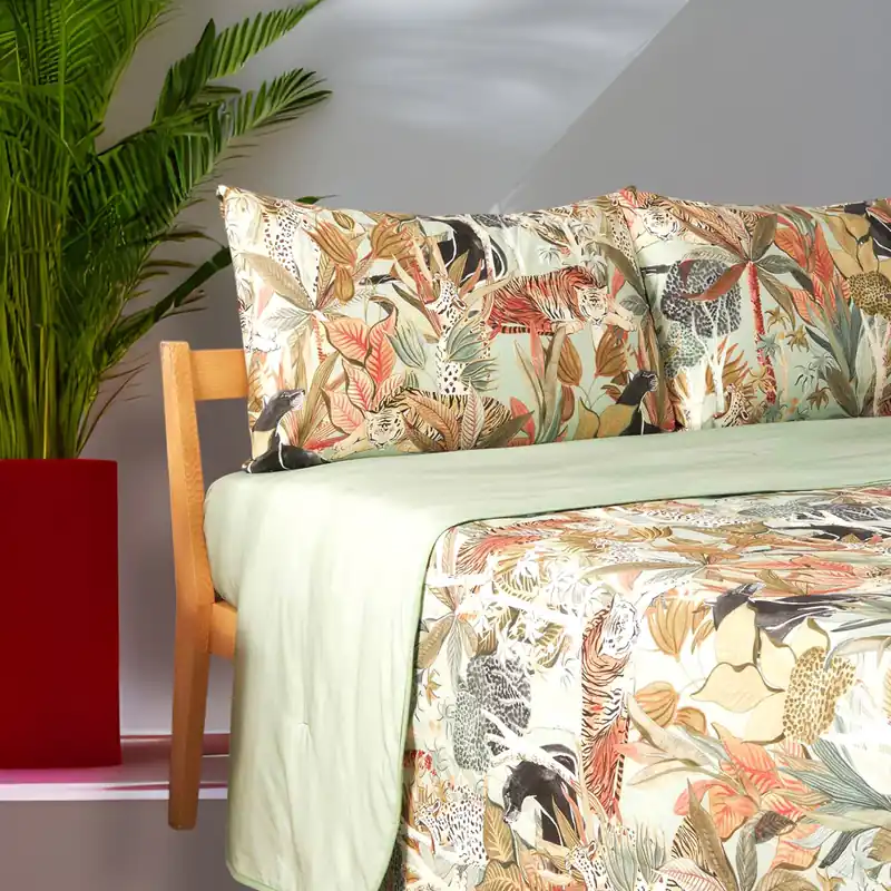 Set Copripiumino "Jungle Verde" Bassetti – Lusso Sostenibile in Puro Cotone