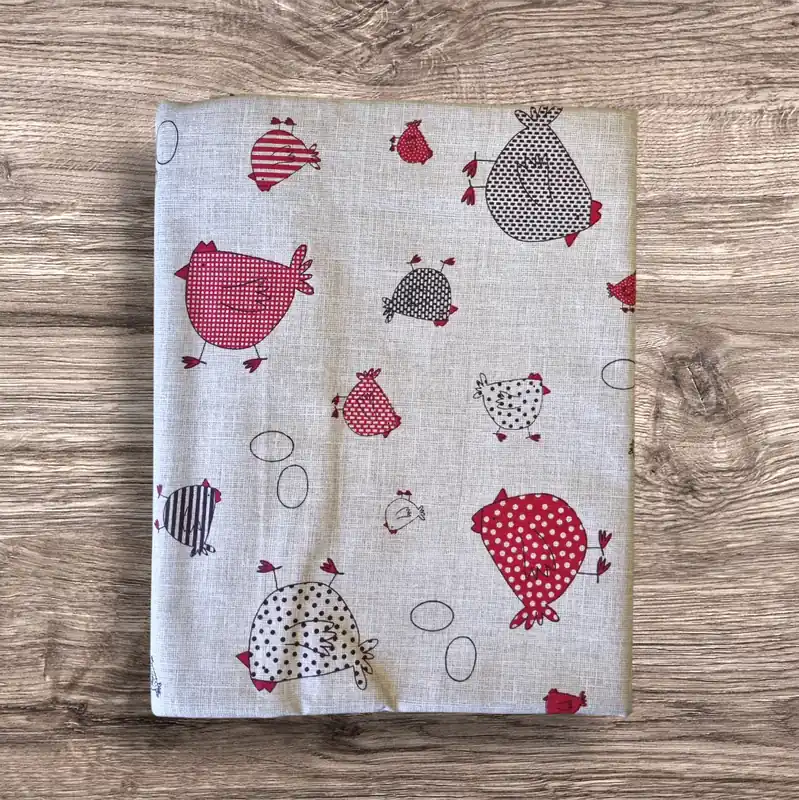 Tovaglia rettangolare 12 posti in cotone Galline rosse 165x270