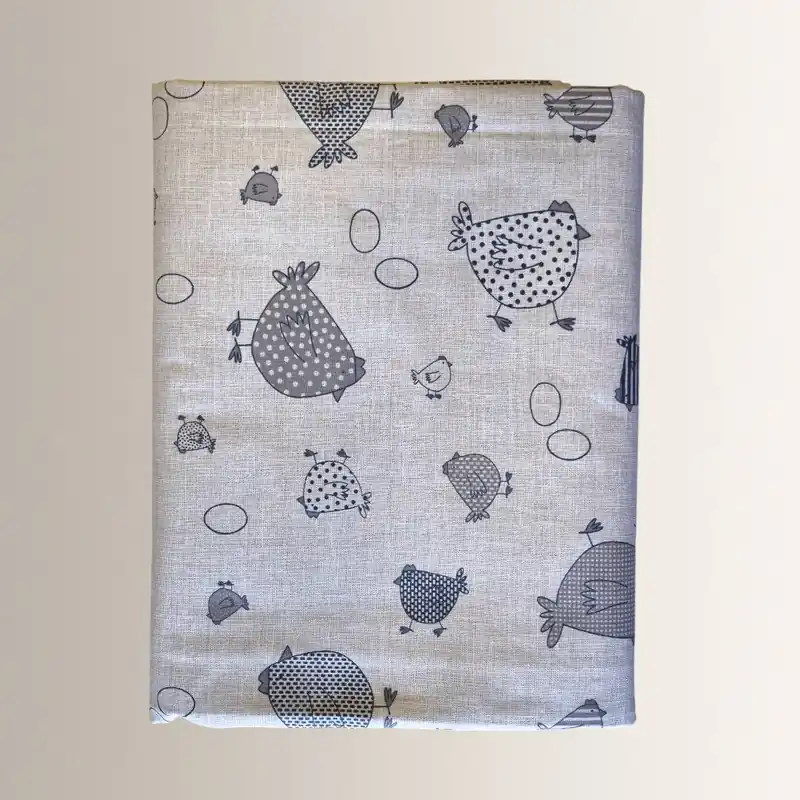 Tovaglia rettangolare 12 posti in cotone Galline grigio 165x270