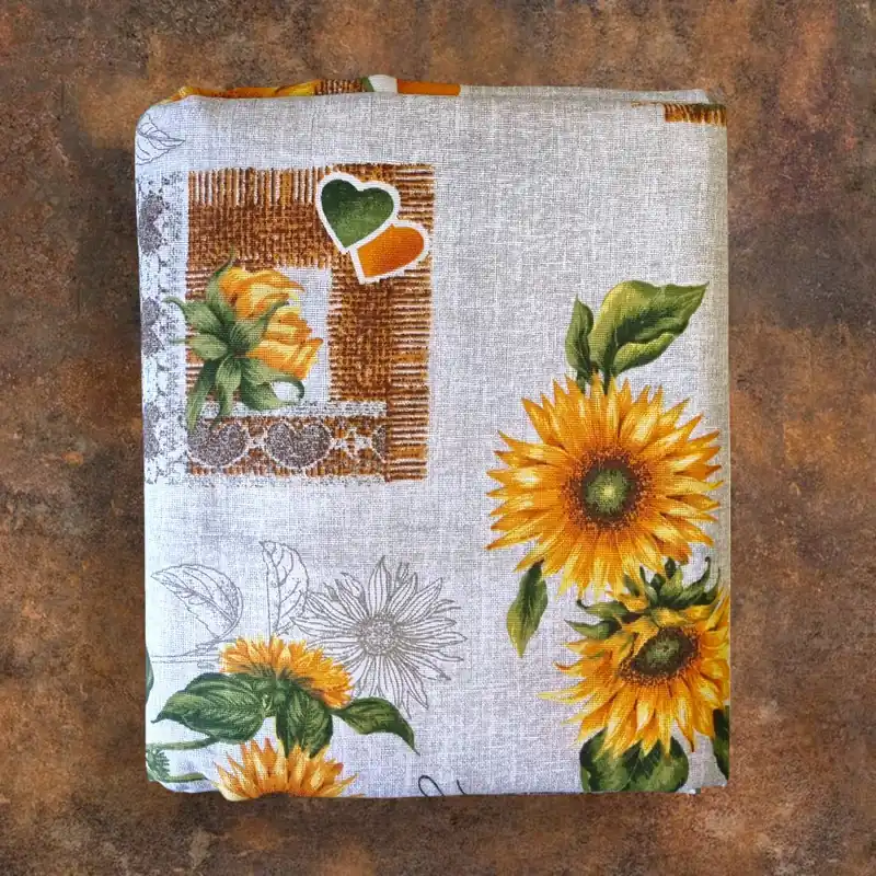 Tovaglia rettangolare MAXI 24 posti in cotone Girasoli 140x450