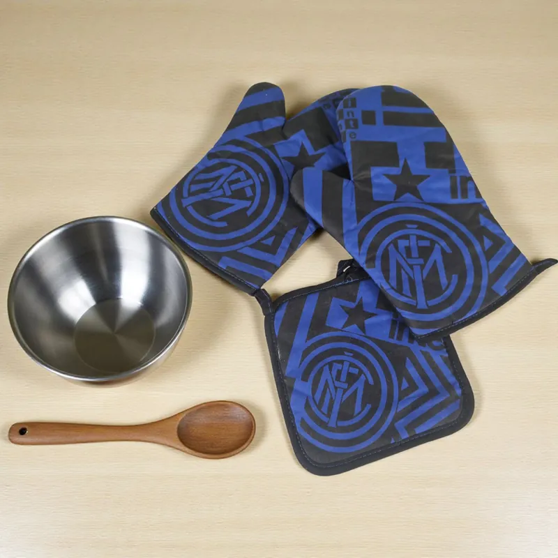 Set 2 Guanti da forno e 1 Presina FC Inter in cotone Official Product