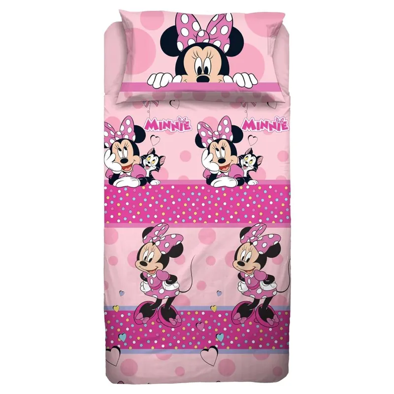 Lenzuola singole in cotone Disney MINNIE con sotto e federa