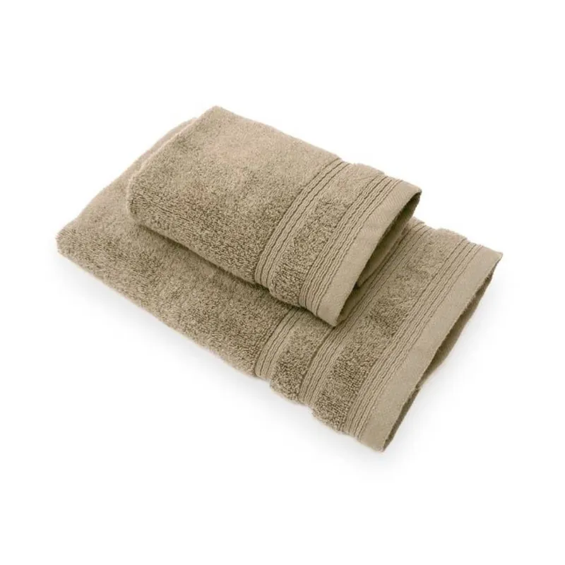 Set 1+1 asciugamano viso e ospite in spugna 650 gr tortora