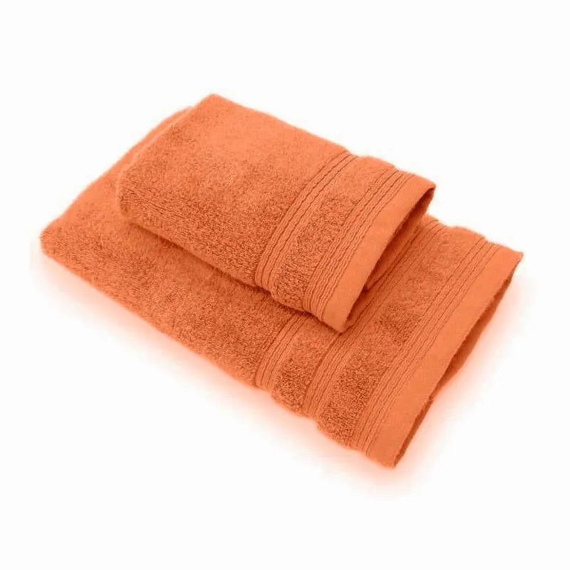 Set 1+1 asciugamano viso e ospite in spugna 650 gr arancione