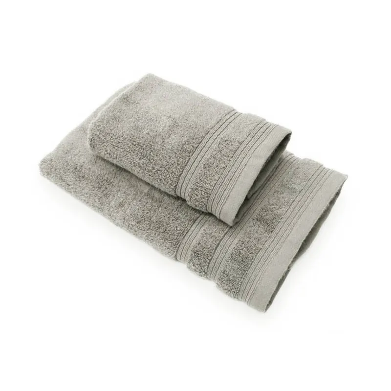 Coppia di asciugamani da bagno set 1+1 in spugna 650 gr pietra