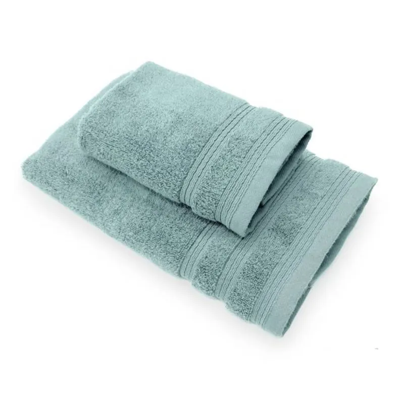 Set 1+1 asciugamano viso e ospite in spugna 650 gr verde acqua