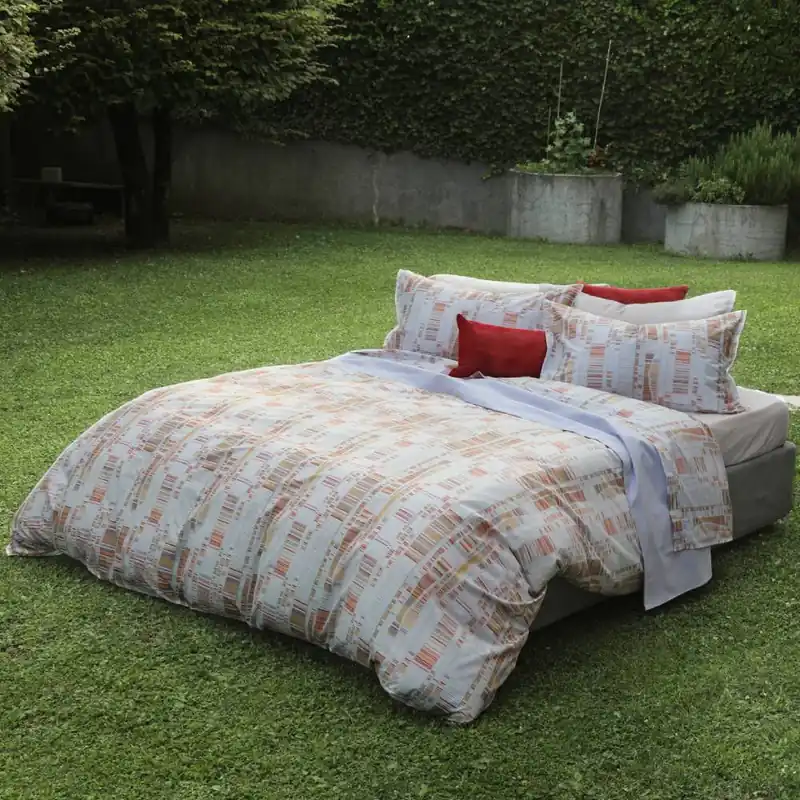 Lenzuola-copriletto matrimoniali in cotone Day Dream geometrico