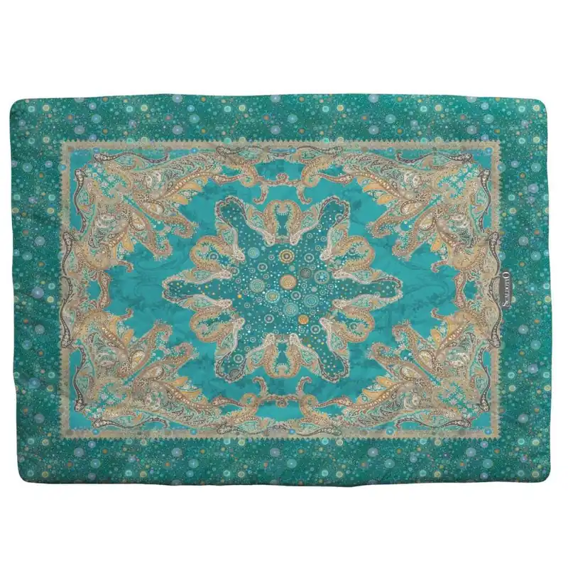 Scaldotto Plaid divano Caleffi imbottito Serenissima turchese
