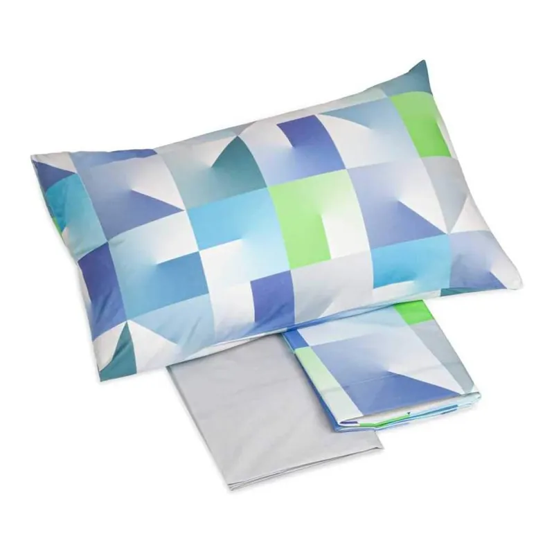Completo lenzuola in cotone piazza e mezza MAXI Gabel Evolution bluette