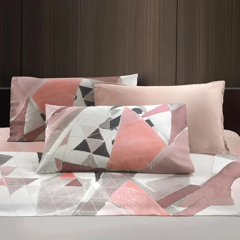 Completo lenzuola in puro cotone Gabel Shape Roseto