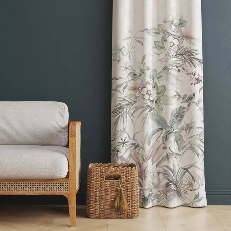 Tenda da bastone con anelle 140x290 cm no-stiro effetto lino AILYN