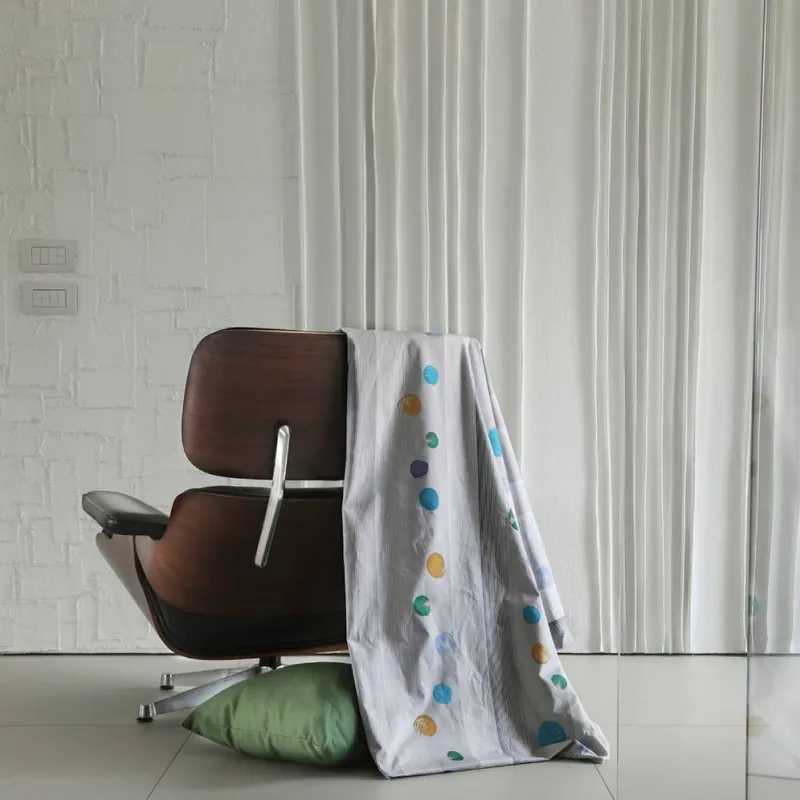 Copripiumino con federa in cotone Day Dream geometrico silver grey