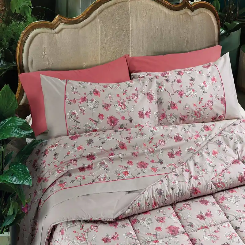 Lenzuola Percalle Matrimoniali GABEL Allure floreale malva