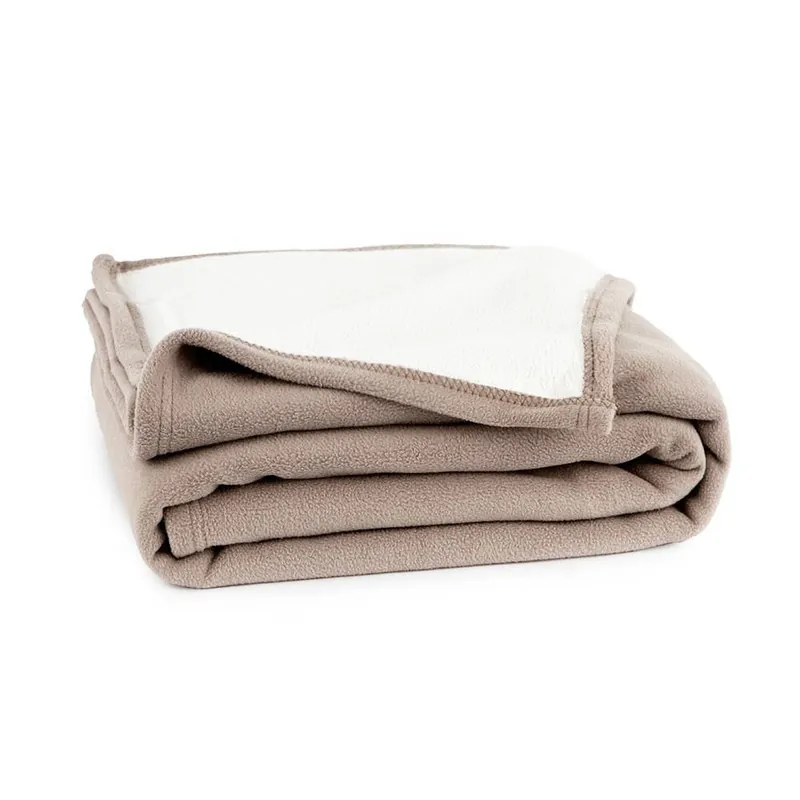Plaid in micropile soffice coperta divano letto double-face tortora