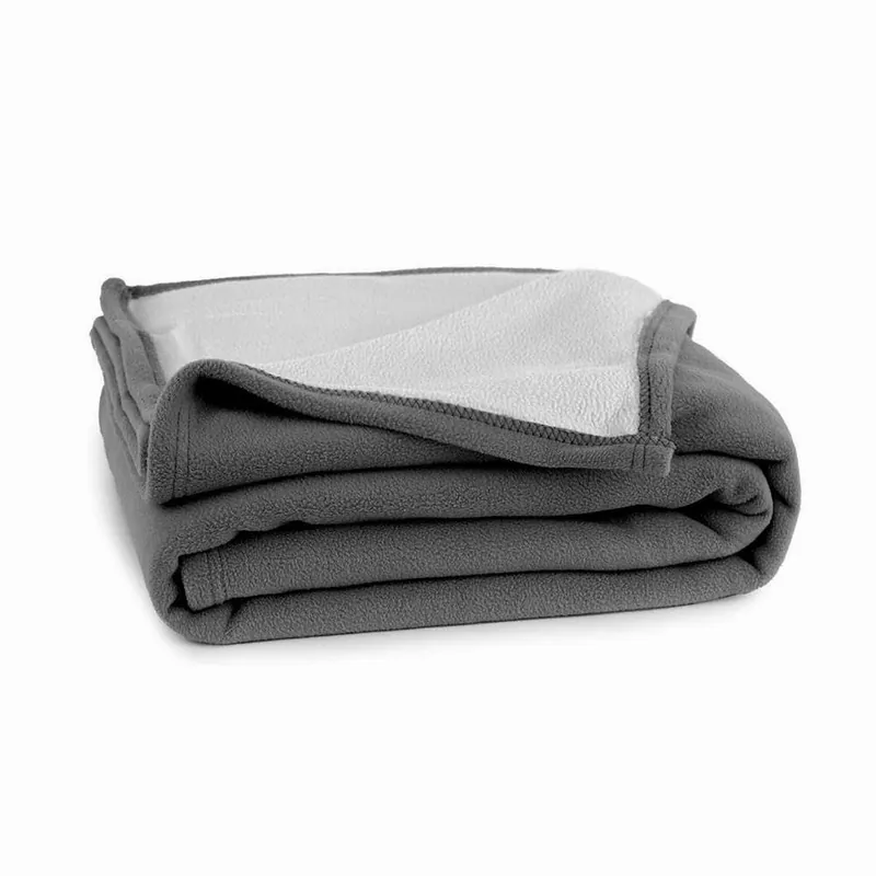 Plaid in micropile soffice coperta divano letto double-face grigio