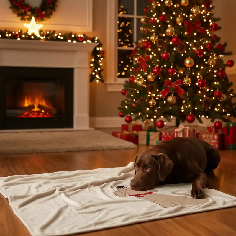 Coperta plaid da divano 130x160 con ricamo applicato Doggy