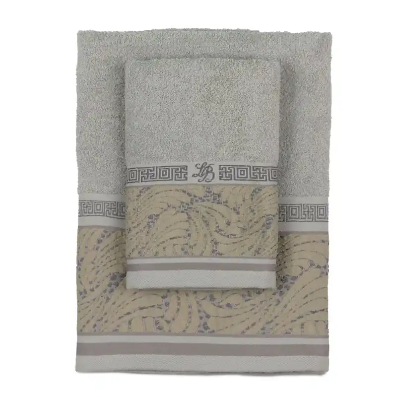 Set 1+1 in spugna con ricamo jacquard LAURA BIAGIOTTI Imai grigio