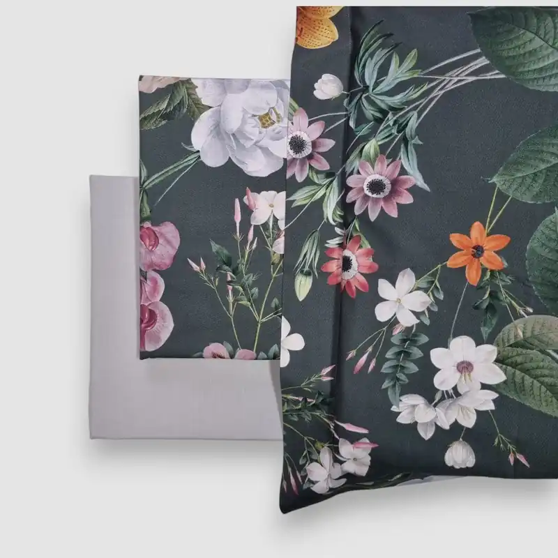 Lenzuola-copriletto Matrimoniali MIRABELLO Flamish bouquet antracite