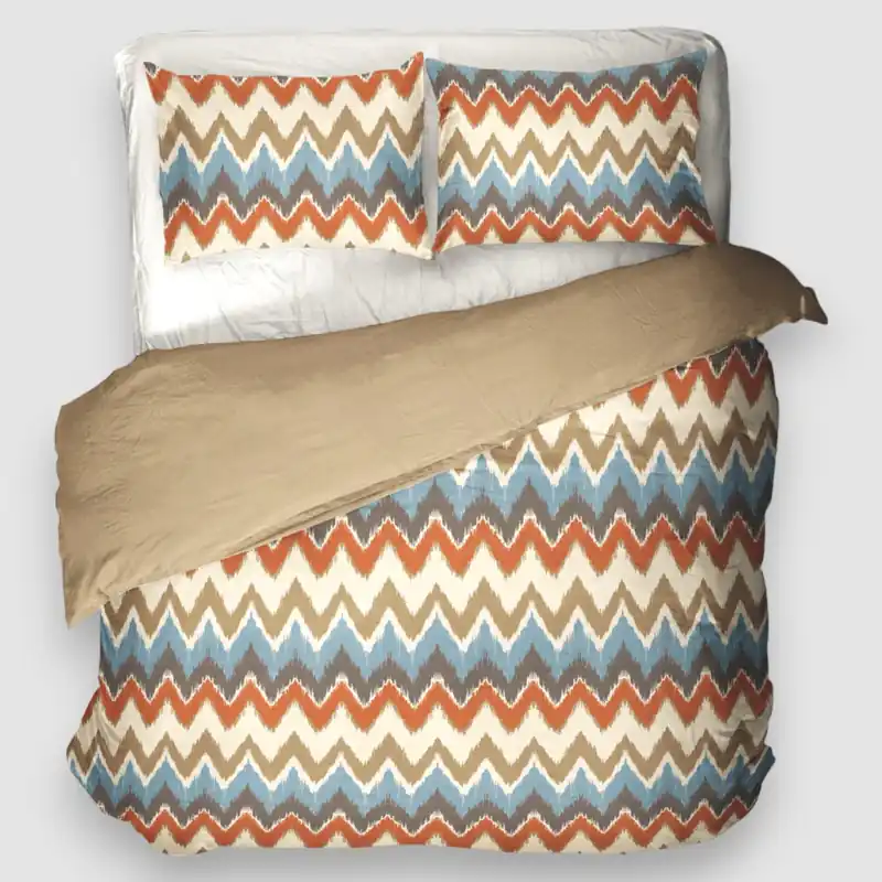 Parure copripiumino in cotone matrimoniale NABIL zig-zag chevron