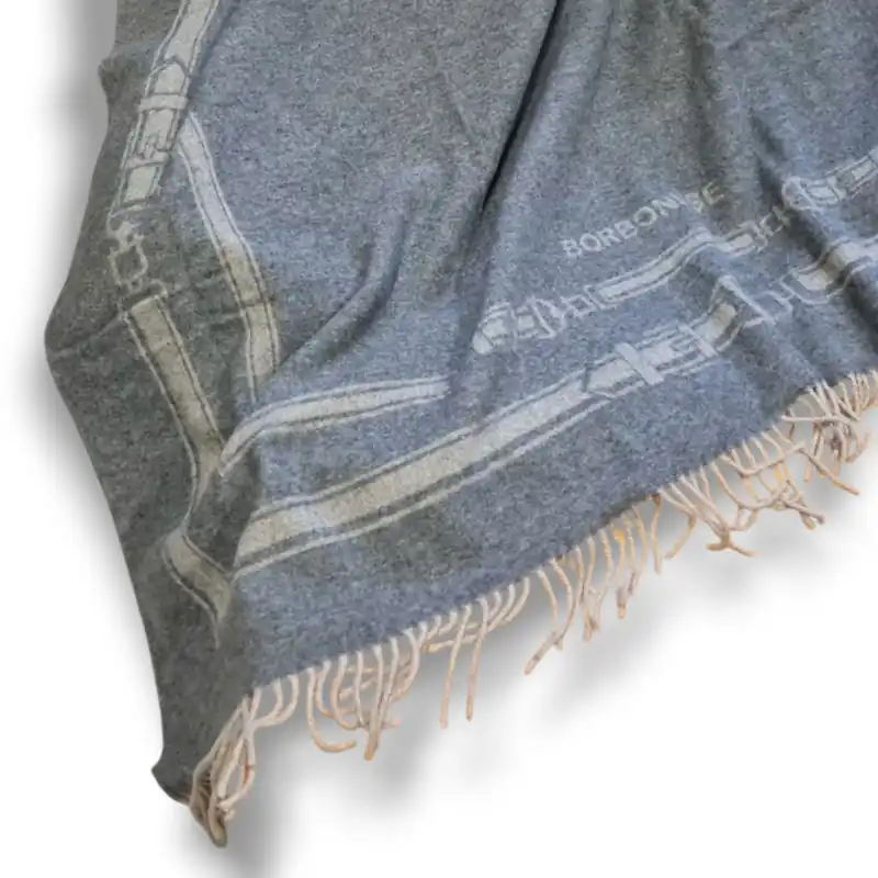 Plaid in lana con frange Borbonese 130x180 cm BELT grigio in scatola