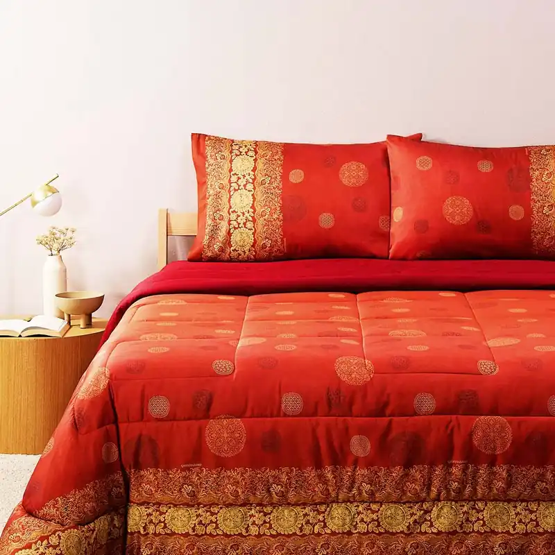 Trapunta Matrimoniale Bassetti Pallavicino R1 in Raso - Rosso Invernale