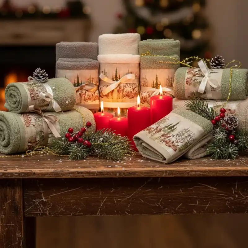 Set Asciugamano e Ospite Bosco con Cerbiatti - Eleganza e Natura per il Tuo Bagno