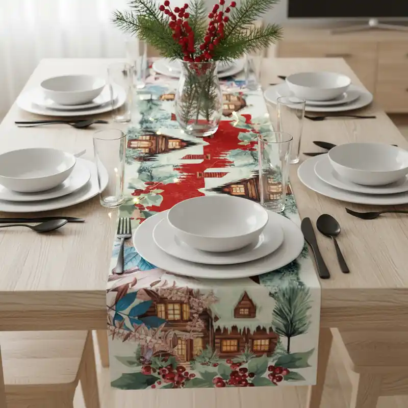 Runner da cucina 45x140 centro tavola Natalizio HOGAR rosso