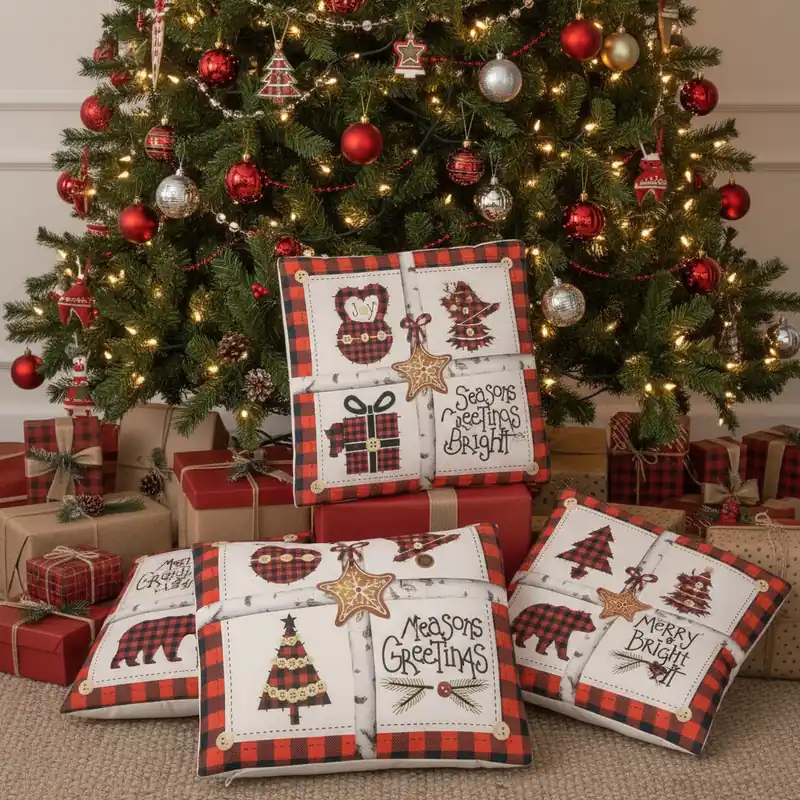 Fodera per cuscino NATALE arredo da divano 45x45 cm XMAS tartan