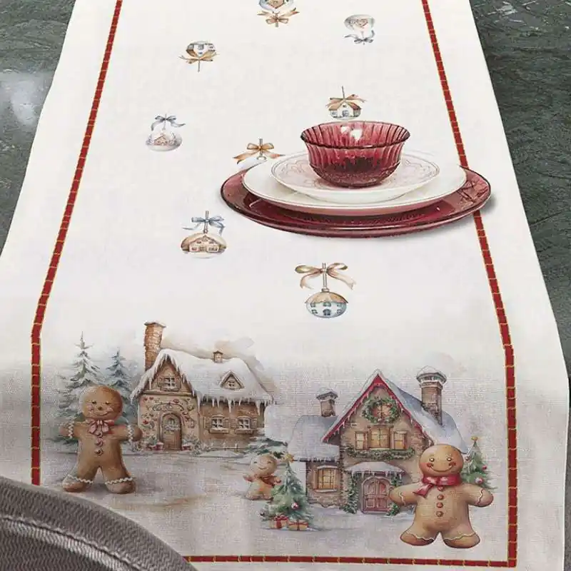Runner Natalizio in cotone 50x150 TESSITURA RANDI Gingerbread