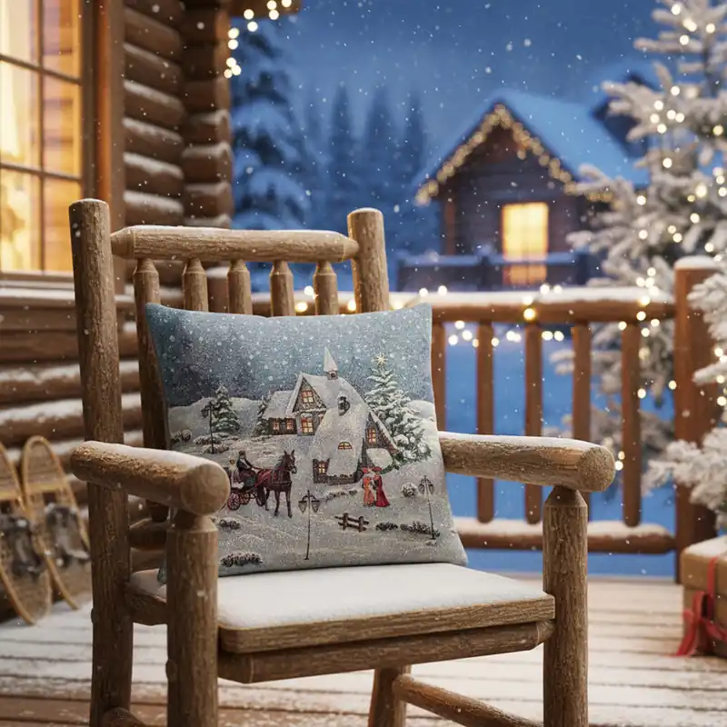 Fodera per cuscino arredo in gobelin Natalizio Notte di Natale 45x45
