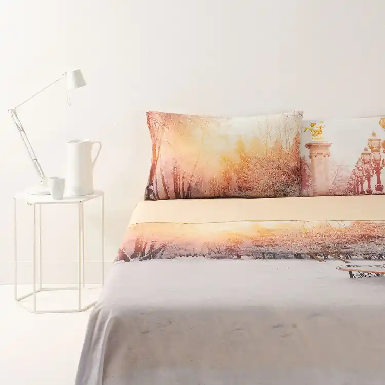Bassetti completo lenzuola-copriletto Snow Paris in puro cotone