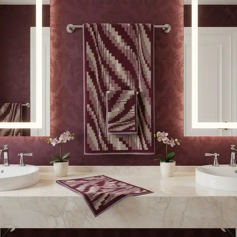 Coppia Asciugamani set 1+1 Carrara Bowery bordeaux in spugna