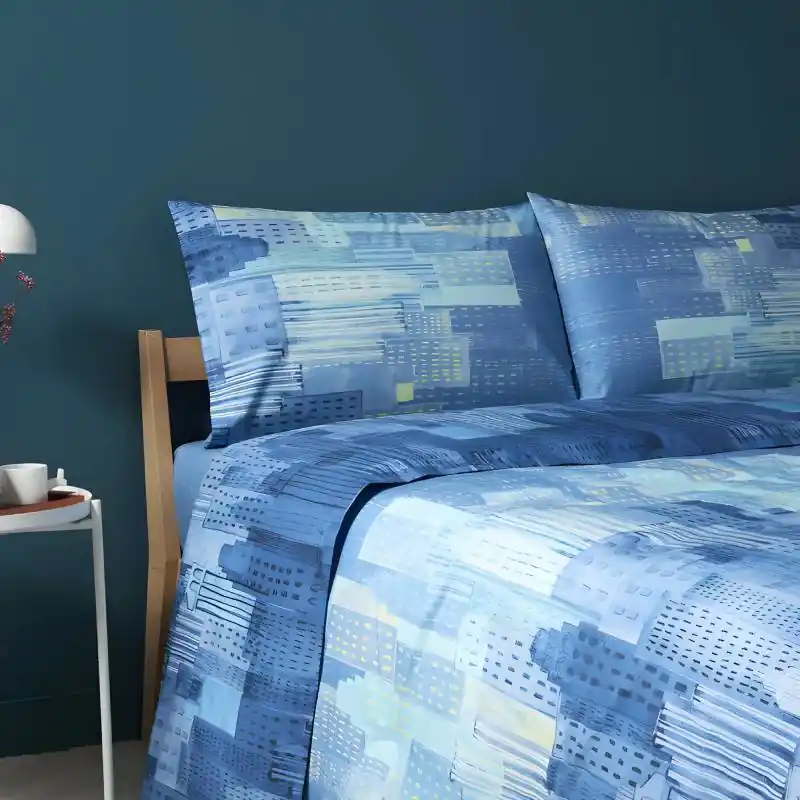 Bassetti completo lenzuola in cotone City Now C1 azzurro