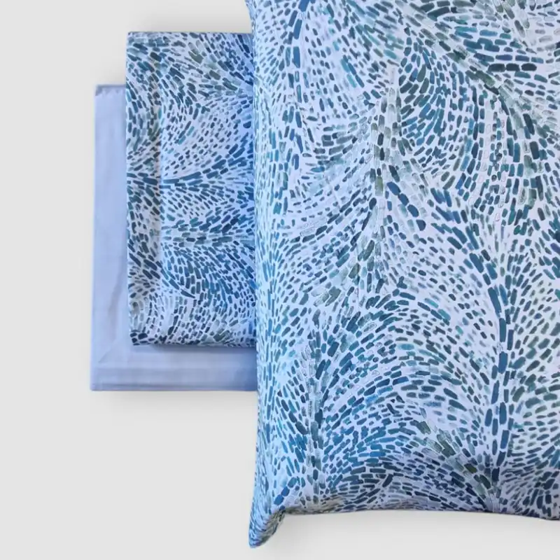 Lenzuola copriletto matrimoniale Fazzini in cotone Vincent azzurro