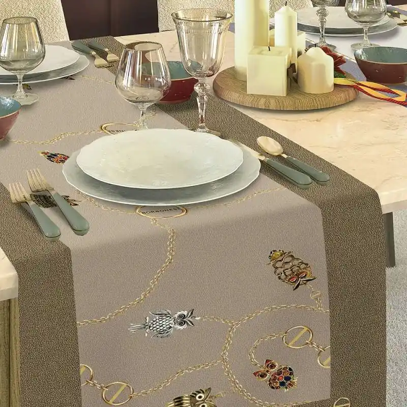Runner in cotone 50x150 cm Borbonese Iconic Lucky da tavola