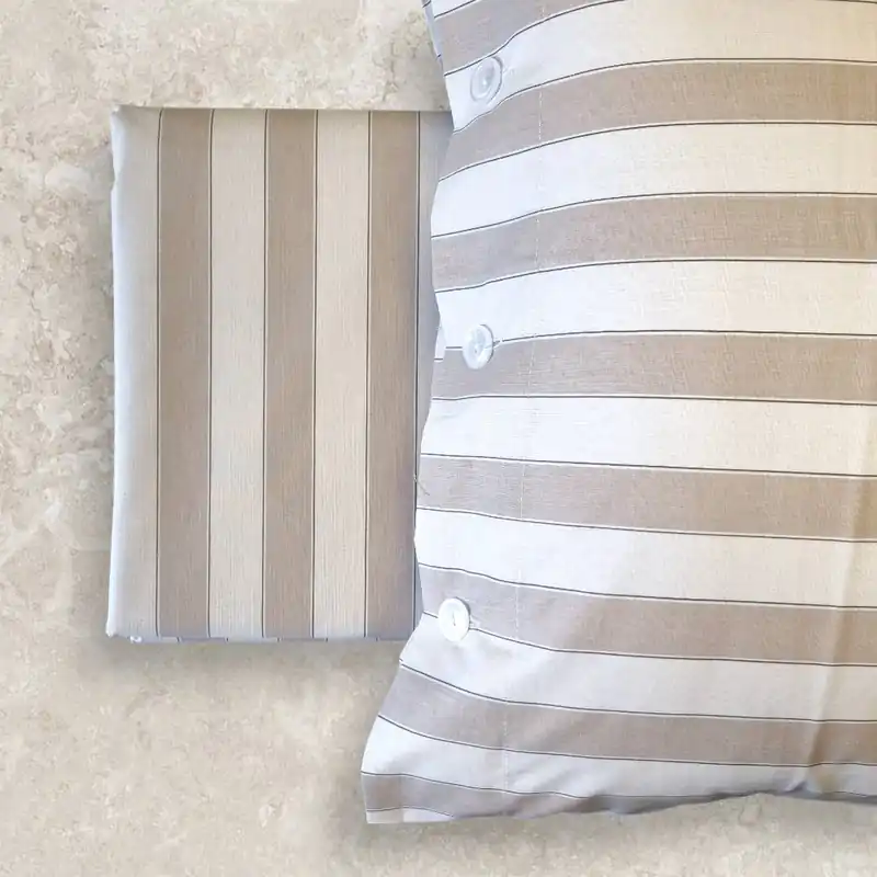 Parure copripiumino a righe beige Gabel MILANO in puro cotone