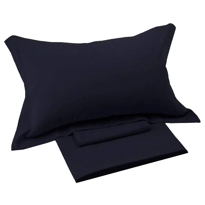 Completo lenzuola matrimoniali in puro lino tinta unita BLU NAVY