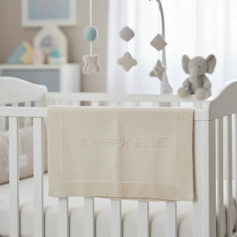 Borbonese KIDS copertina Honey avorio in maglia di cotone 65x90