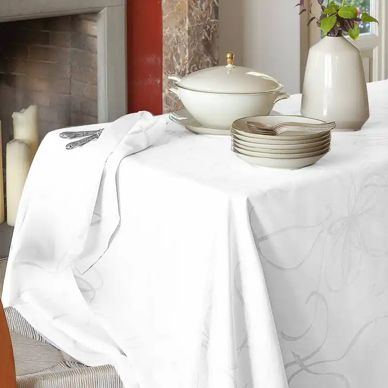 Servizio da tavola x8 persone in cotone Jacquard RANDI Allure bianco