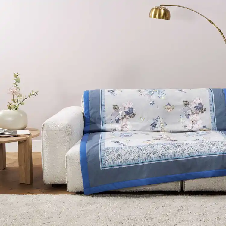 Plaid Bassetti Granfoulard Hanami G1 - Eleganza Floreale in Tonalità Grigio azzurro